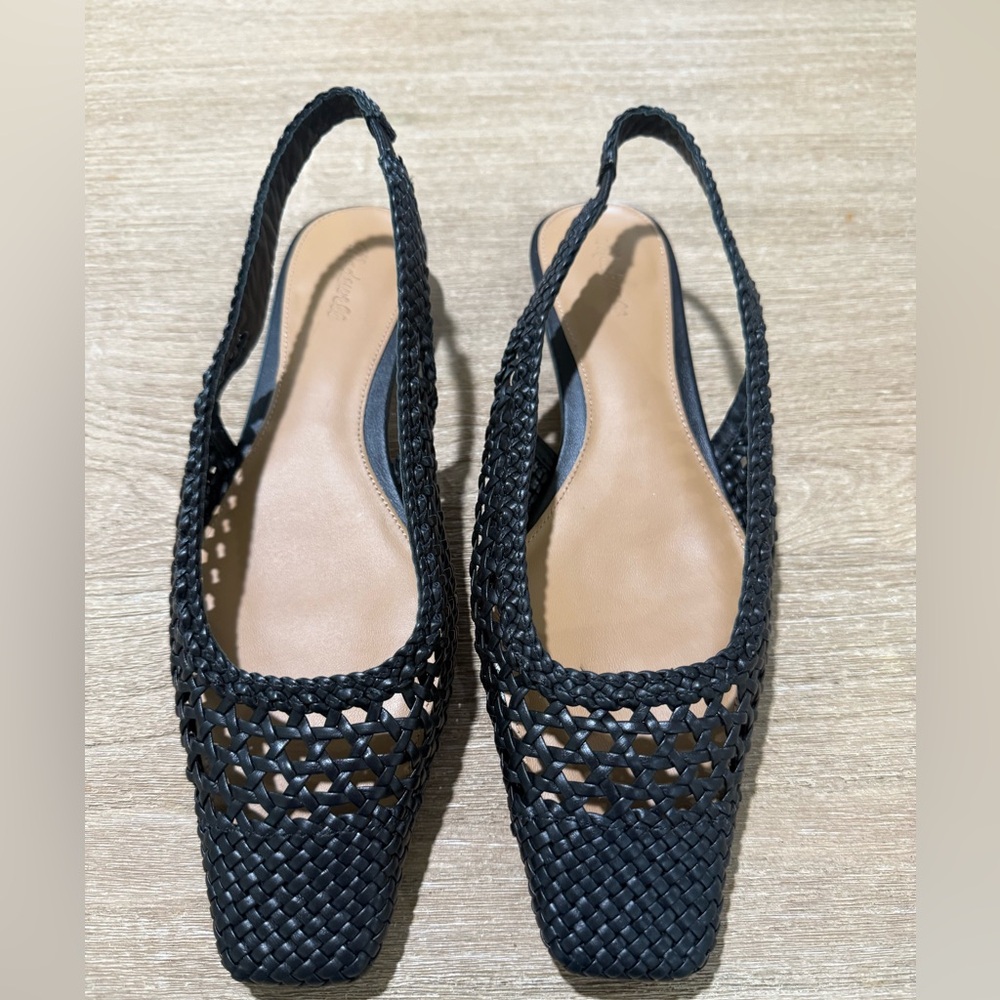 Madewell Black Woven Slingback Sandals